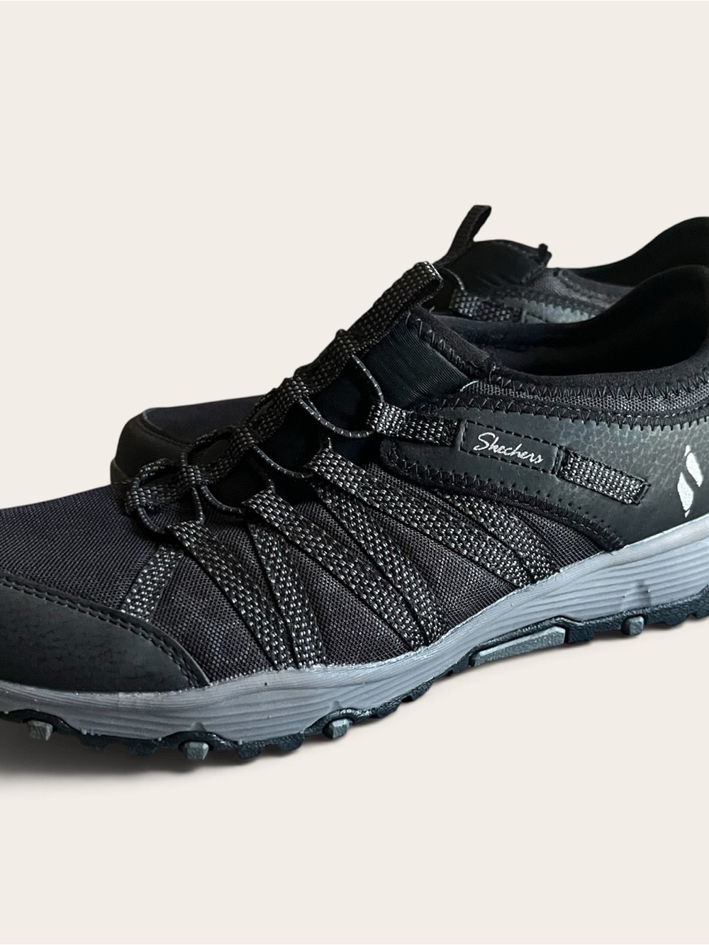 Skechers Women’s Black Athletic Slip-On Sneakers with Gray Sole